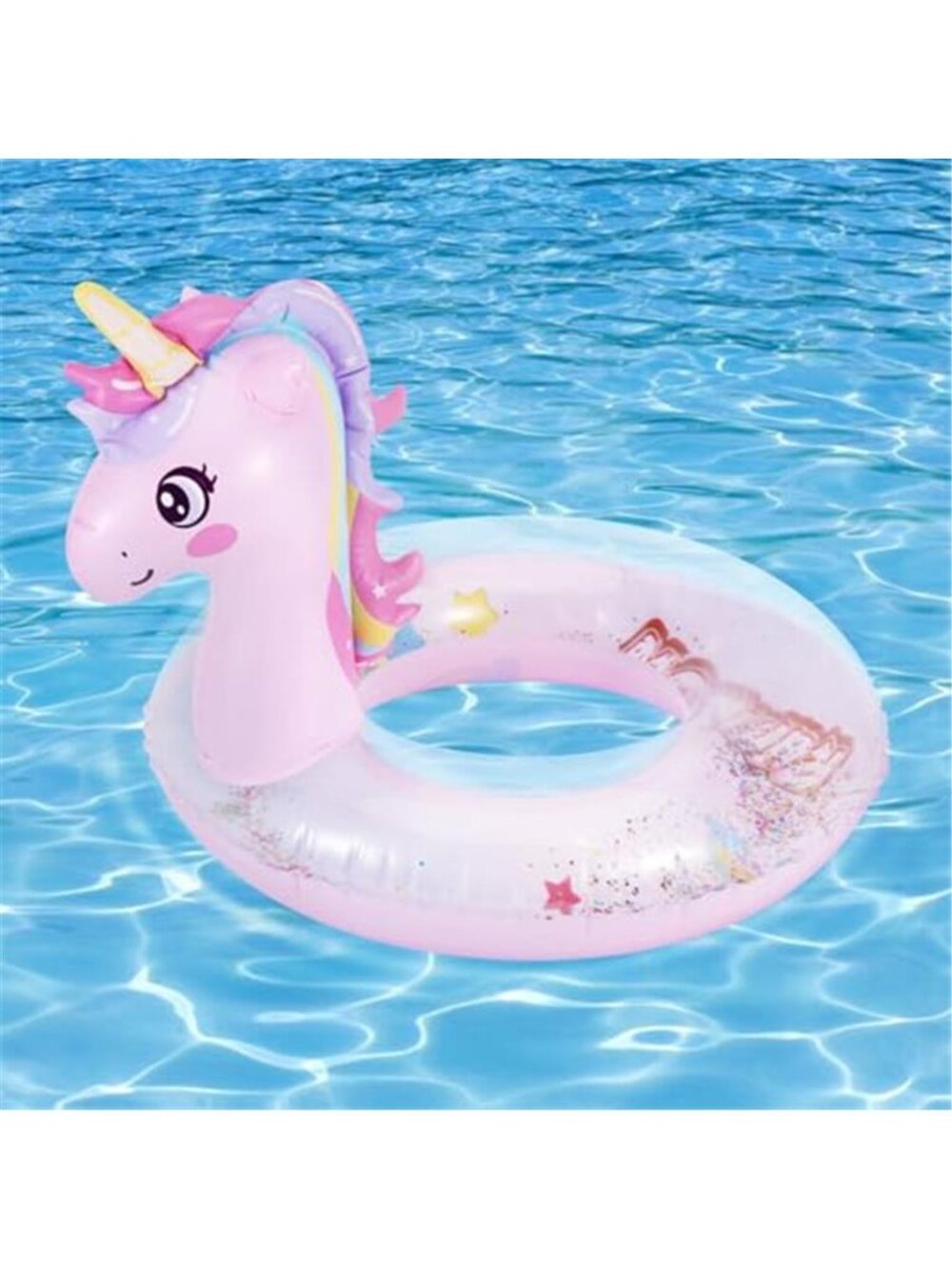 Unicorn Pool Float Glitter Swim Ring Inflatable Kids Pool Tube Water Toy Pink